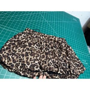 Pretty Garbage Leopard Print Bubble Hem Mini Skirt Brown Animal Cheetah Womens S
